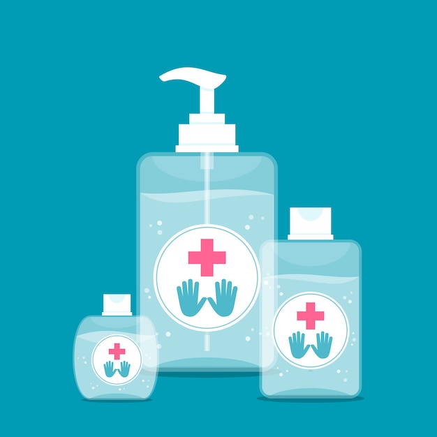 Free vector illustration with hand sanitizer