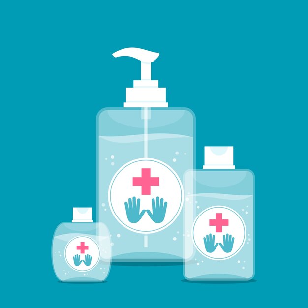 Illustration with hand sanitizer