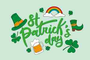 Free vector illustration with lettering for st. patrick's day