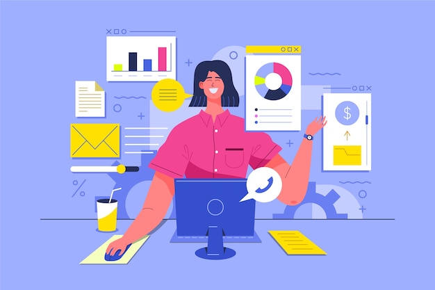 Free vector illustration with multitasking concept