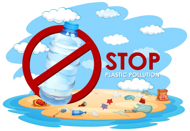 Free vector illustration with no plastic pollution