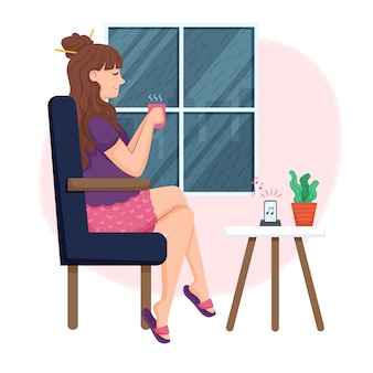 家でのんびり人とイラスト 無料のベクター 家でのんびり人とイラスト 無料のベクター