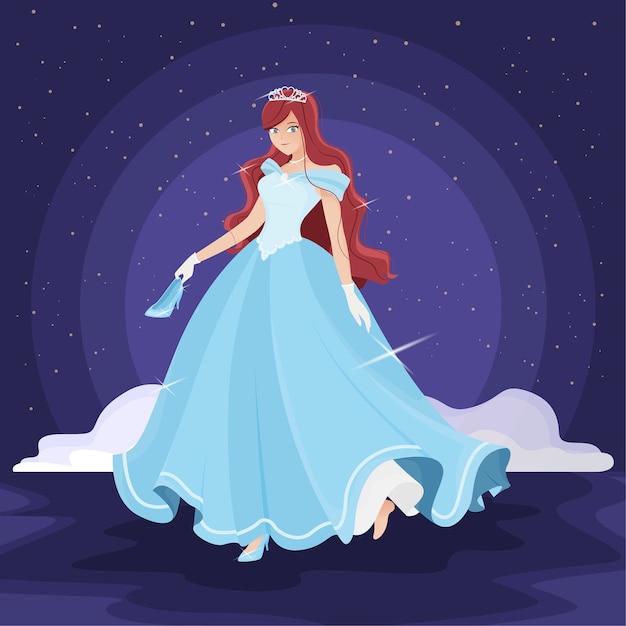 Free vector illustration with princess cinderella theme