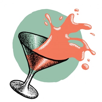Illustrazione con spruzzi di vetro di bevande