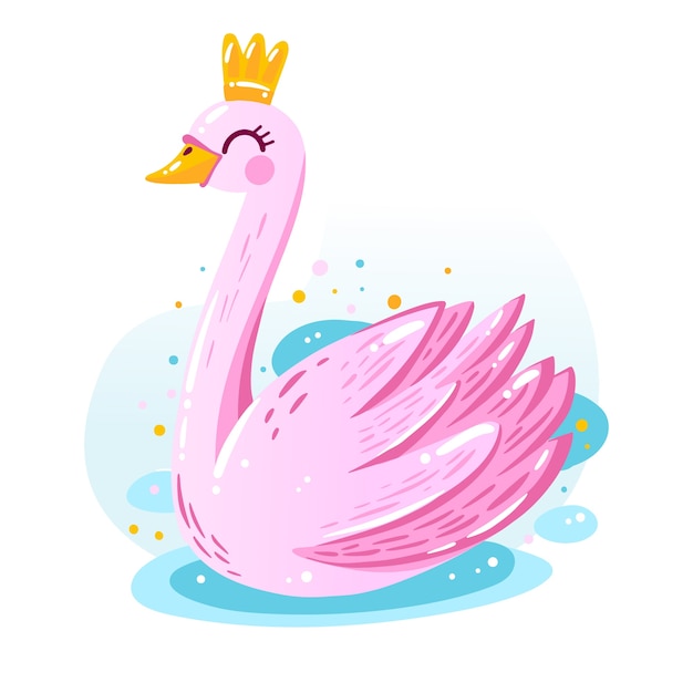 Free vector illustration with swan princess design