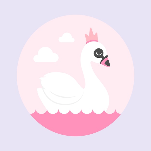 Free vector illustration with swan princess