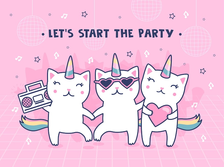 無料Vector ユニコーン猫のイラスト