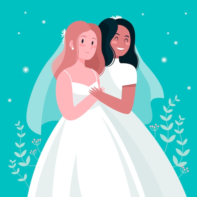 Free vector illustration with wedding couple theme