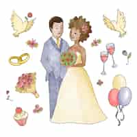 無料ベクター 結婚式のカップルのイラスト