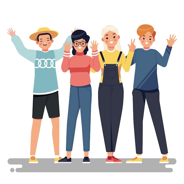 Free vector illustration with young people concept