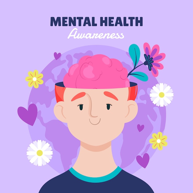 Free vector illustration for world mental health day awareness