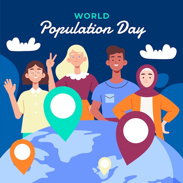 Free vector illustration for world population day awareness