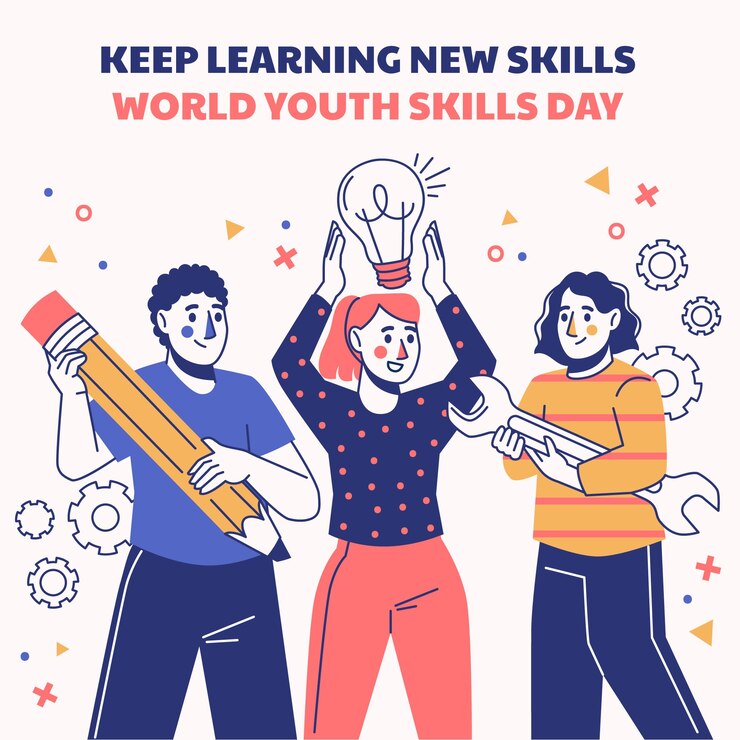 Free Vector illustration for world youth skills day