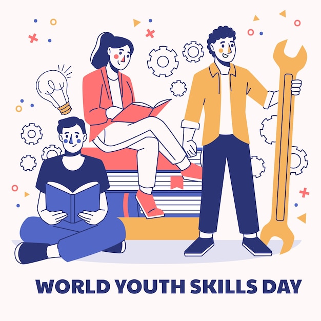 Free vector illustration for world youth skills day