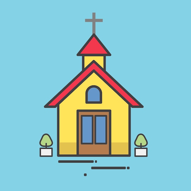 Free vector illustration of a yellow church