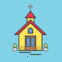 Free vector illustration of a yellow church