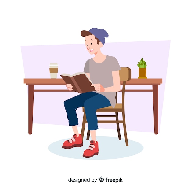 Free vector illustration of young people reading