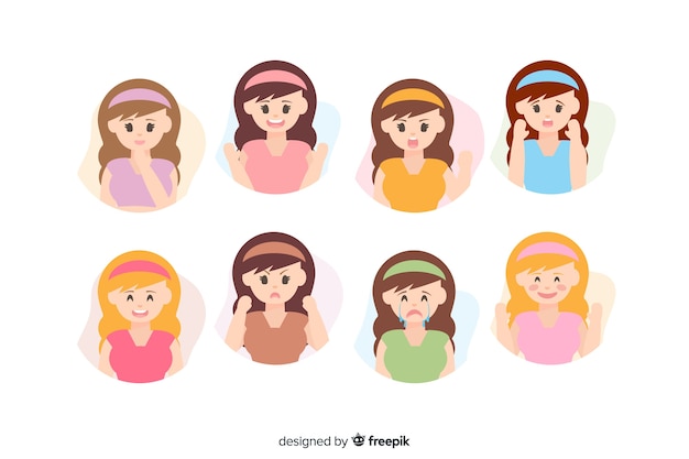 Free vector illustration of young people with different emotions