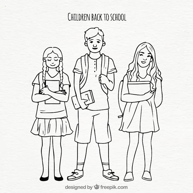 Free Vector illustration of young people with school books