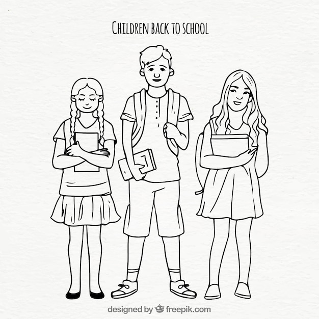 Иллюстрация молодых людей со школьными книгами