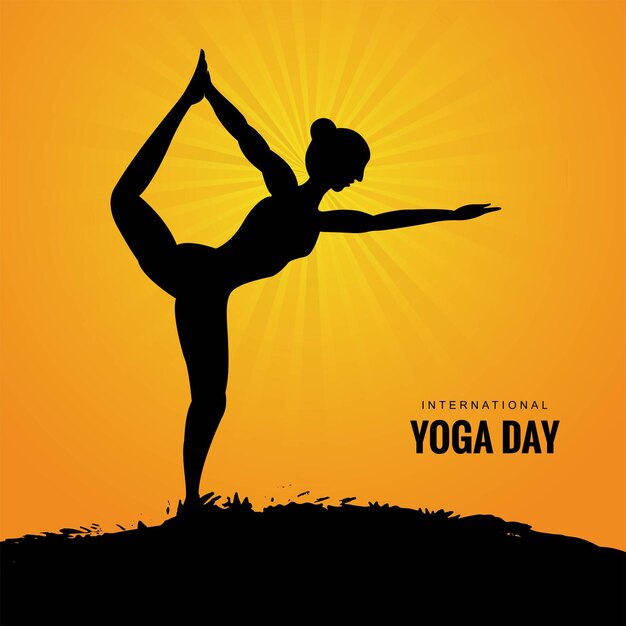 Иллюстрация молодой женщины, выполняющей асану на фоне международного дня йоги