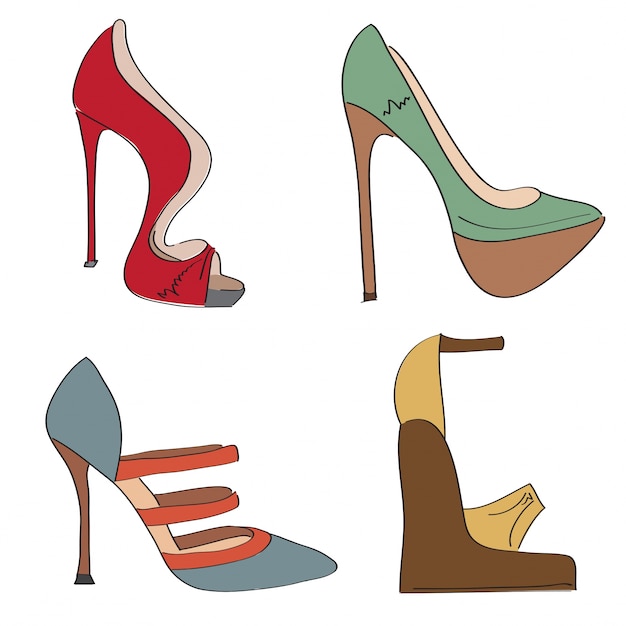 Illustrations of high heel shoes