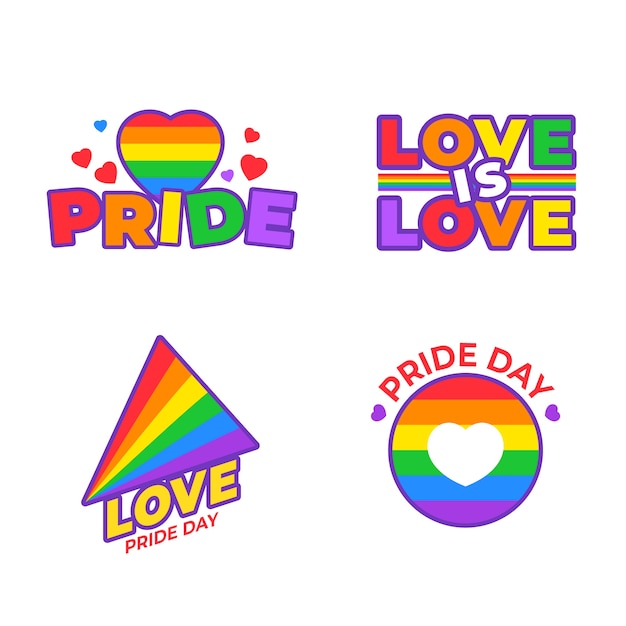 Illustrations pride day badges