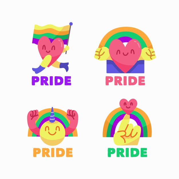 Illustrations pride day labels collection