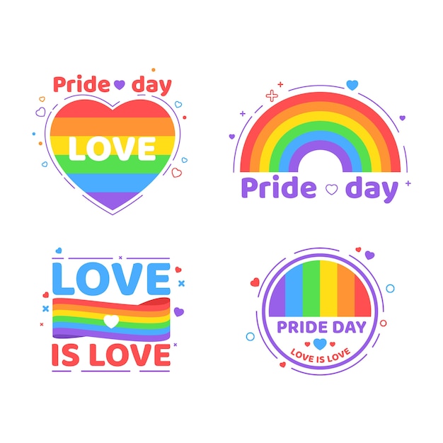 Free vector illustrations pride day labels pack