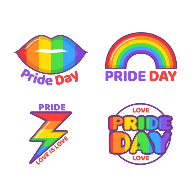 Illustrations pride day labels