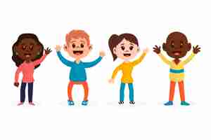 Free vector illustrations of young people waving hand set