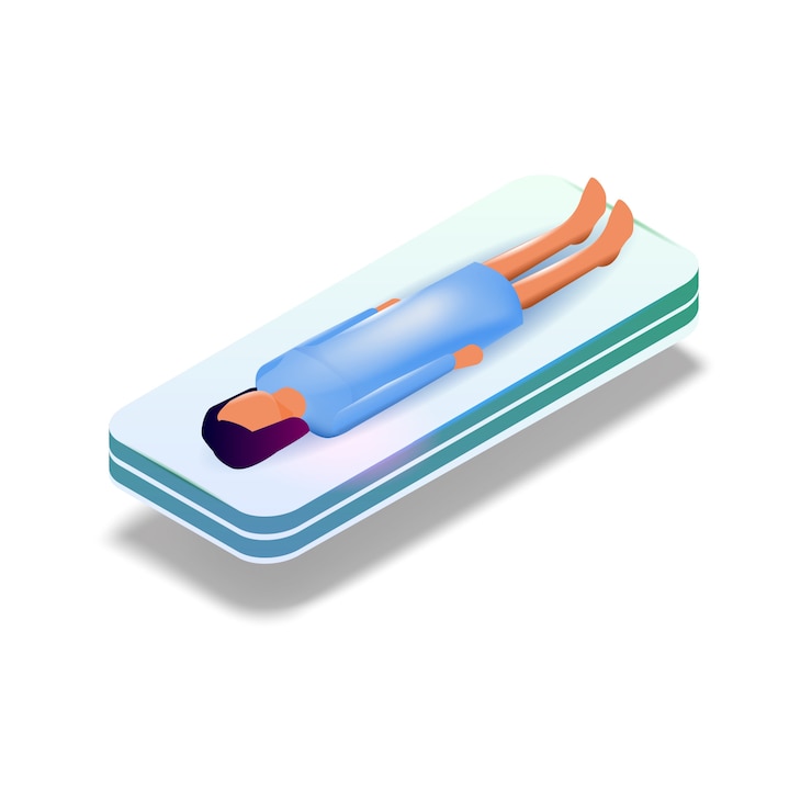 Free Vector image patient girl lies on medical flying platform