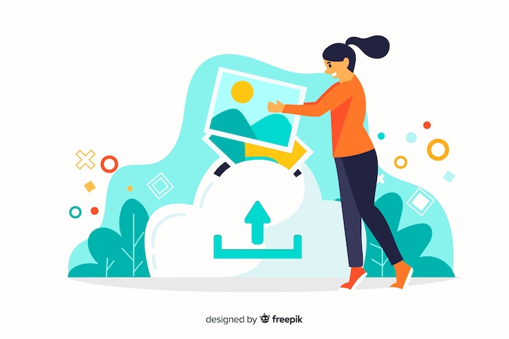 Free Vector image upload concept for landing page