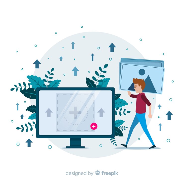 Free Vector image upload concept for landing page