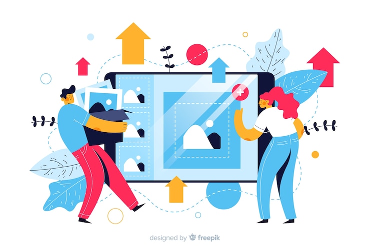 Free Vector image upload concept for landing page