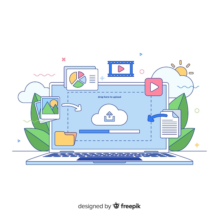 Free Vector image upload concept for landing page