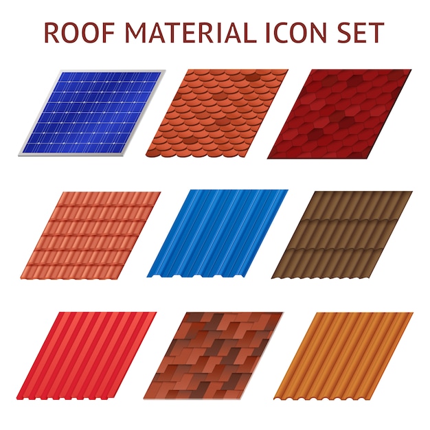 Free vector images set of different colors and shapes fragments of roof tile isolated vector illustration