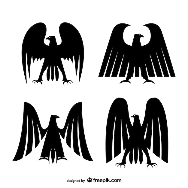 Free vector imperial eagles silhouettes