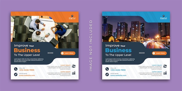 Improve your business digital marketing agency and elegant corporate flyer, square social media instagram post or web banner template