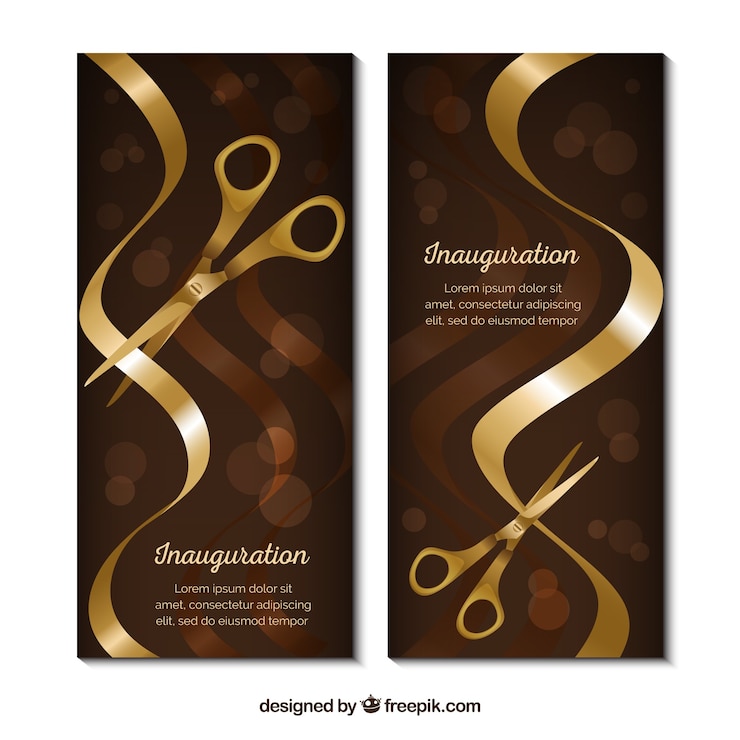 Free Vector inauguration banner with golden design