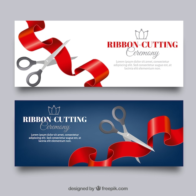 Free vector inauguration banner with red ribbon