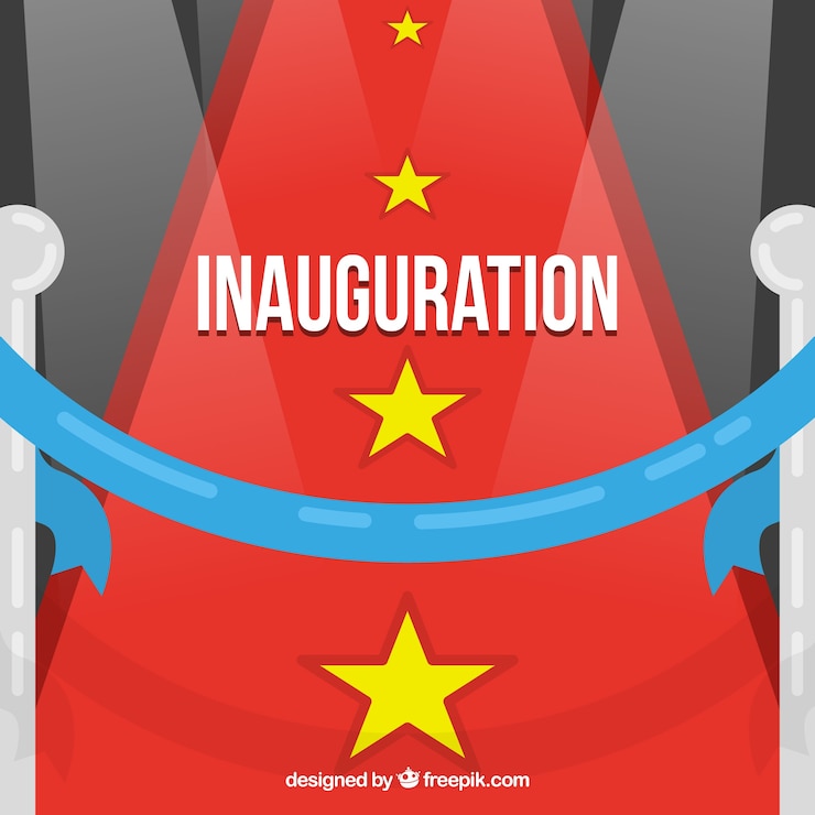 Free Vector inauguration with red carpet and stars
