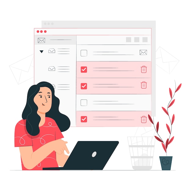 Inbox cleanup illustration concept