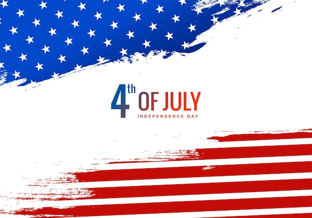 ブラシストロークデザインの7月のアメリカ国旗の独立記念日4日