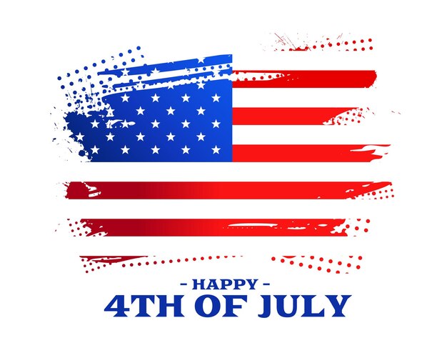 ハーフトーンとグランジスタイルの7月のアメリカ国旗の独立記念日4日