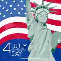 Free vector independence day of 4th of july background in flat style