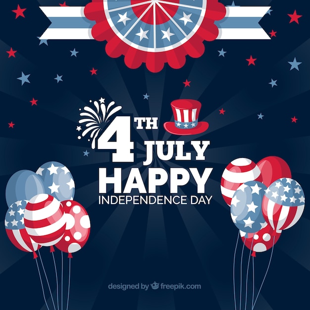 Free vector independence day of 4th of july background in flat style