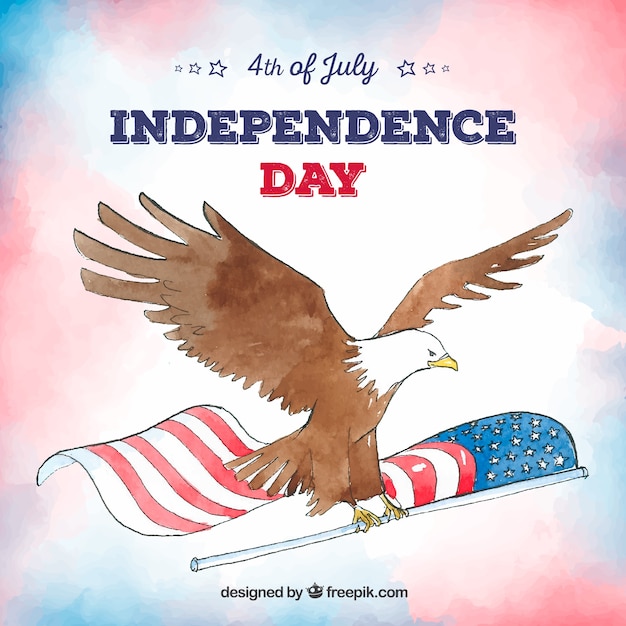 Independence day of 4th of july background in watercolor style