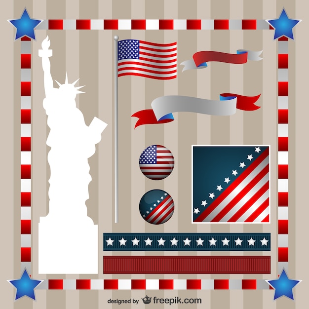 Free Vector independence day american elements
