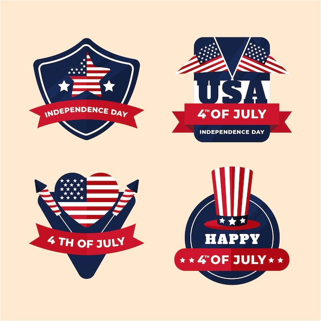 Free vector independence day badges collection